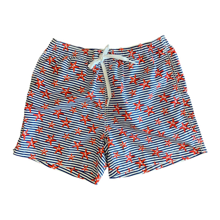 BAÑADOR A RAYAS ESTRELLAS MARINAS BLANCO/AZUL