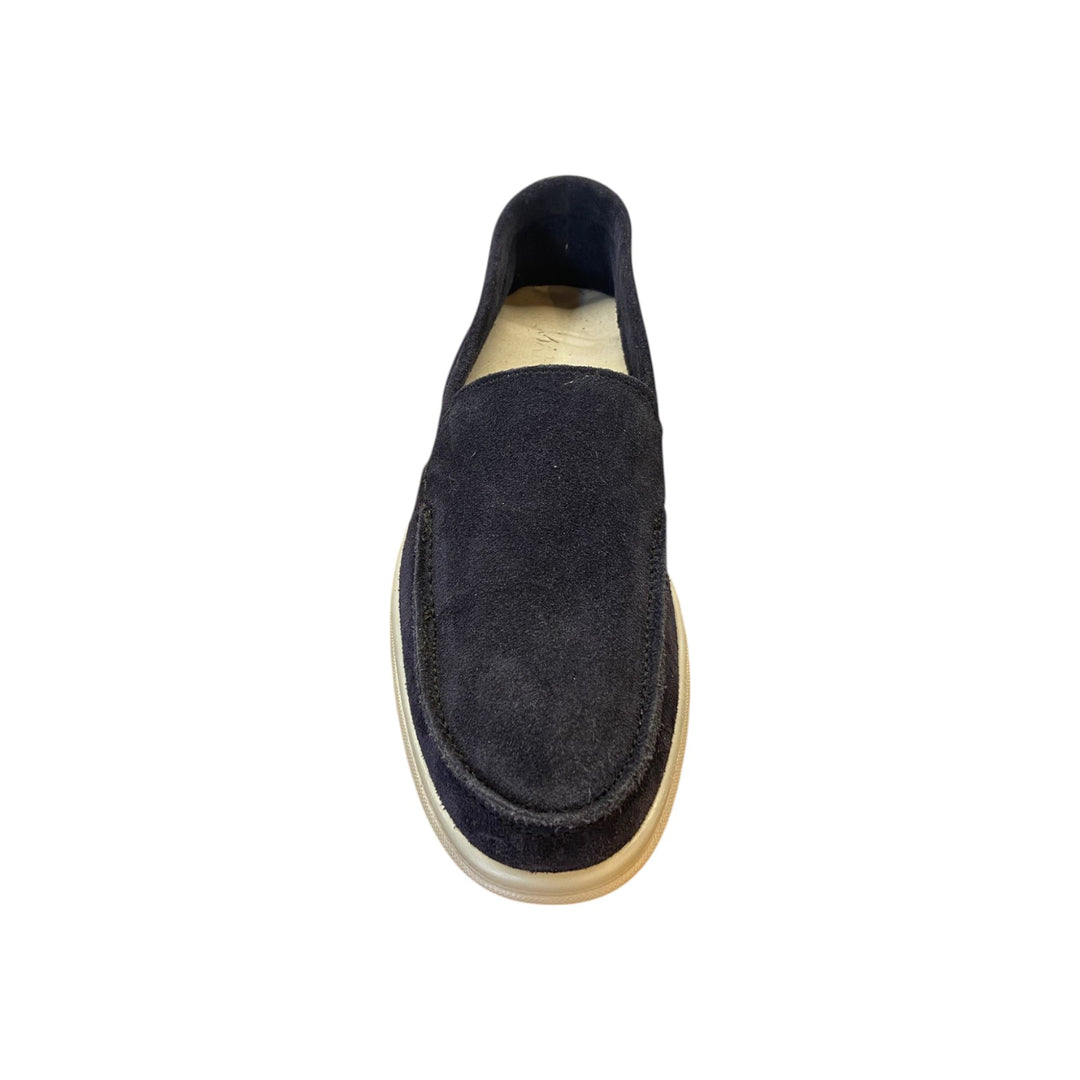 Mocasín con suela de goma y piel de ante azul