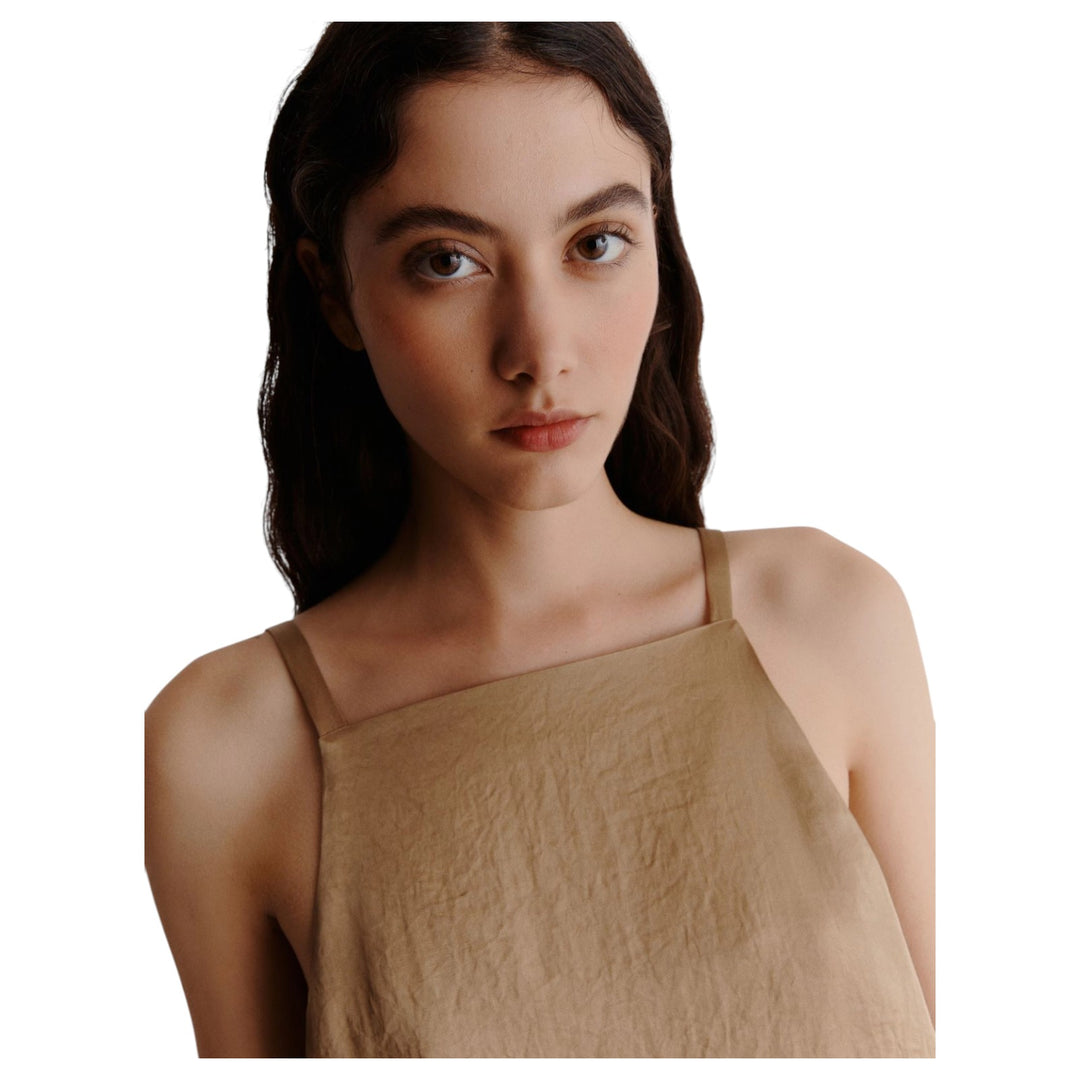 Top-Camiseta sin mangas en tes. SFINGE BEIGE