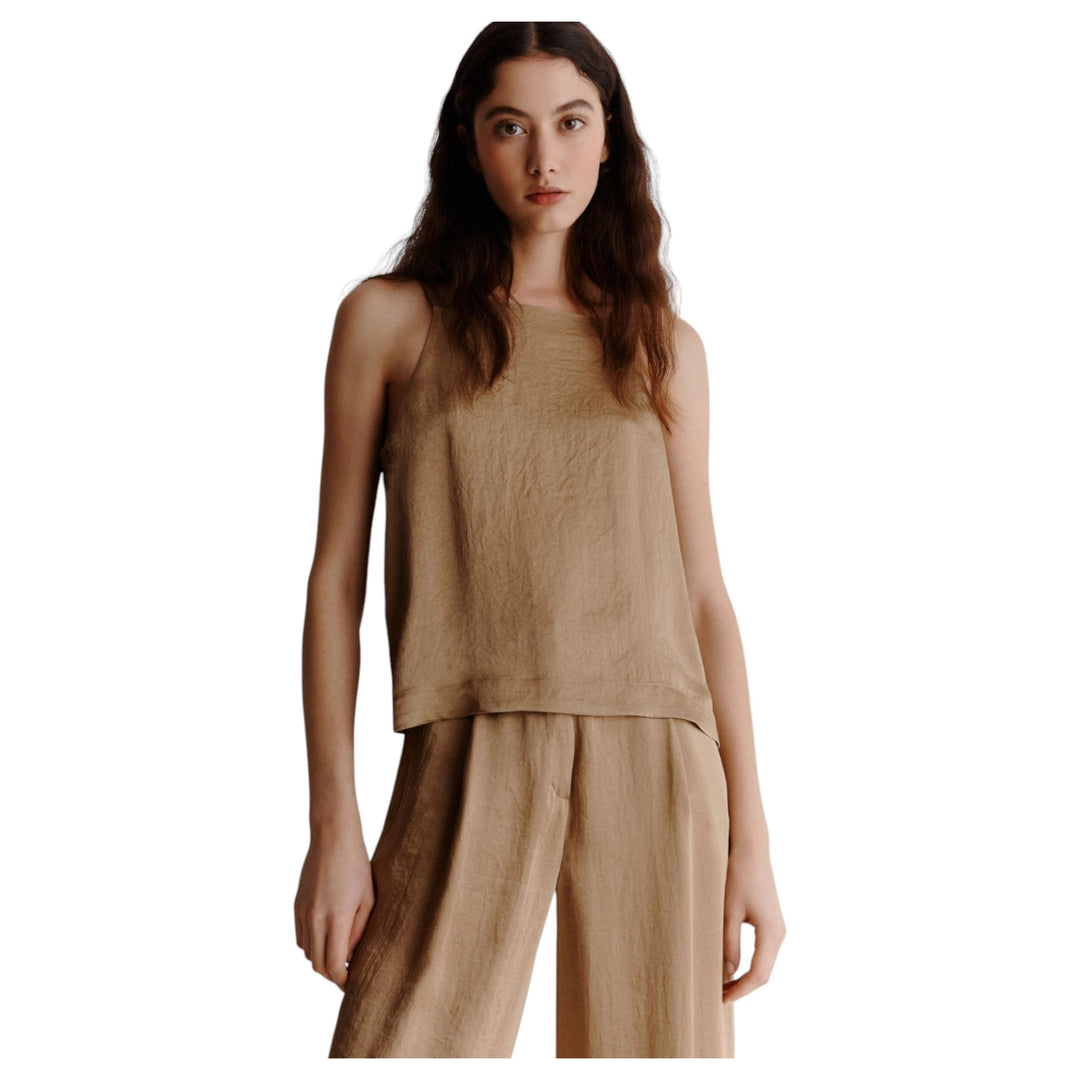 Top-Camiseta sin mangas en tes. SFINGE BEIGE