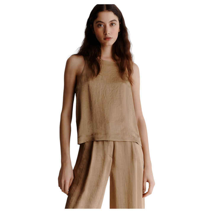 Top-Camiseta sin mangas en tes. SFINGE BEIGE