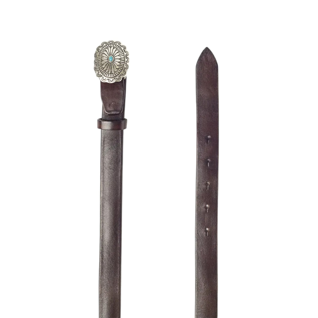 CINTURÓN DE PIEL AUTÉNTICA CON HEBILLA MARRÓN