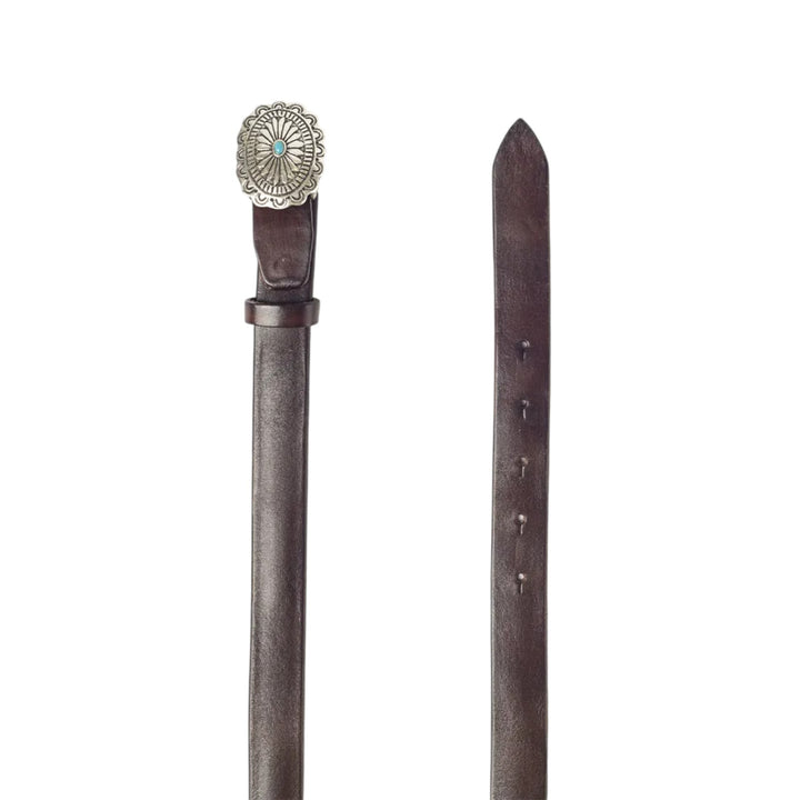 CINTURÓN DE PIEL AUTÉNTICA CON HEBILLA MARRÓN