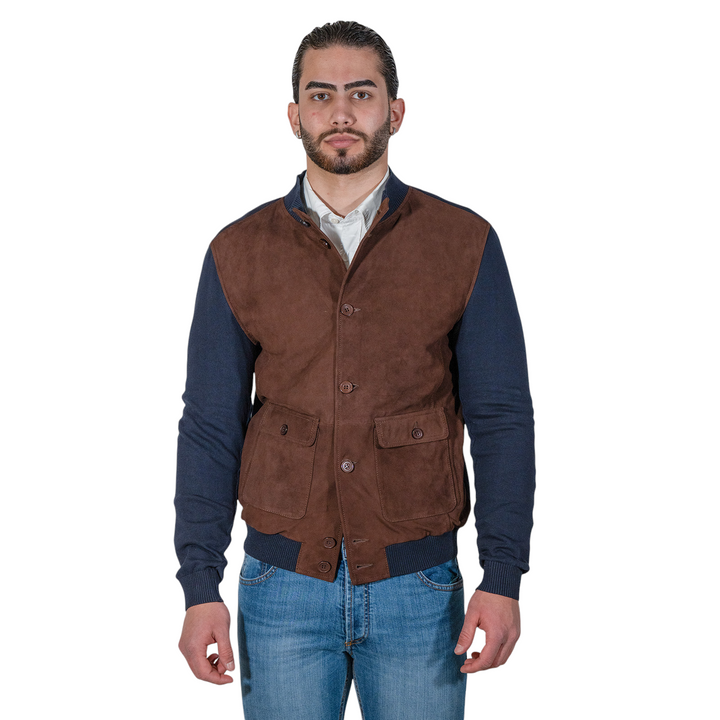 CHAQUETA DE ante/JERSEY MORO/AZUL