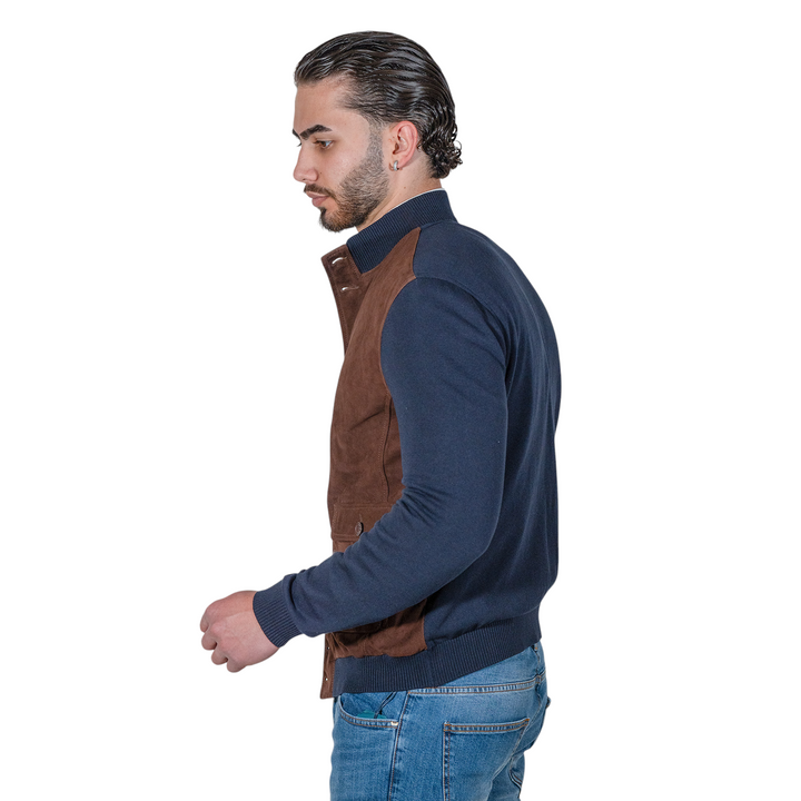 CHAQUETA DE ante/JERSEY MORO/AZUL