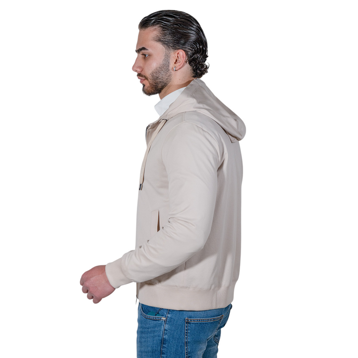 SUDADERA CON CREMALLERA Y PIQUÉ Beige