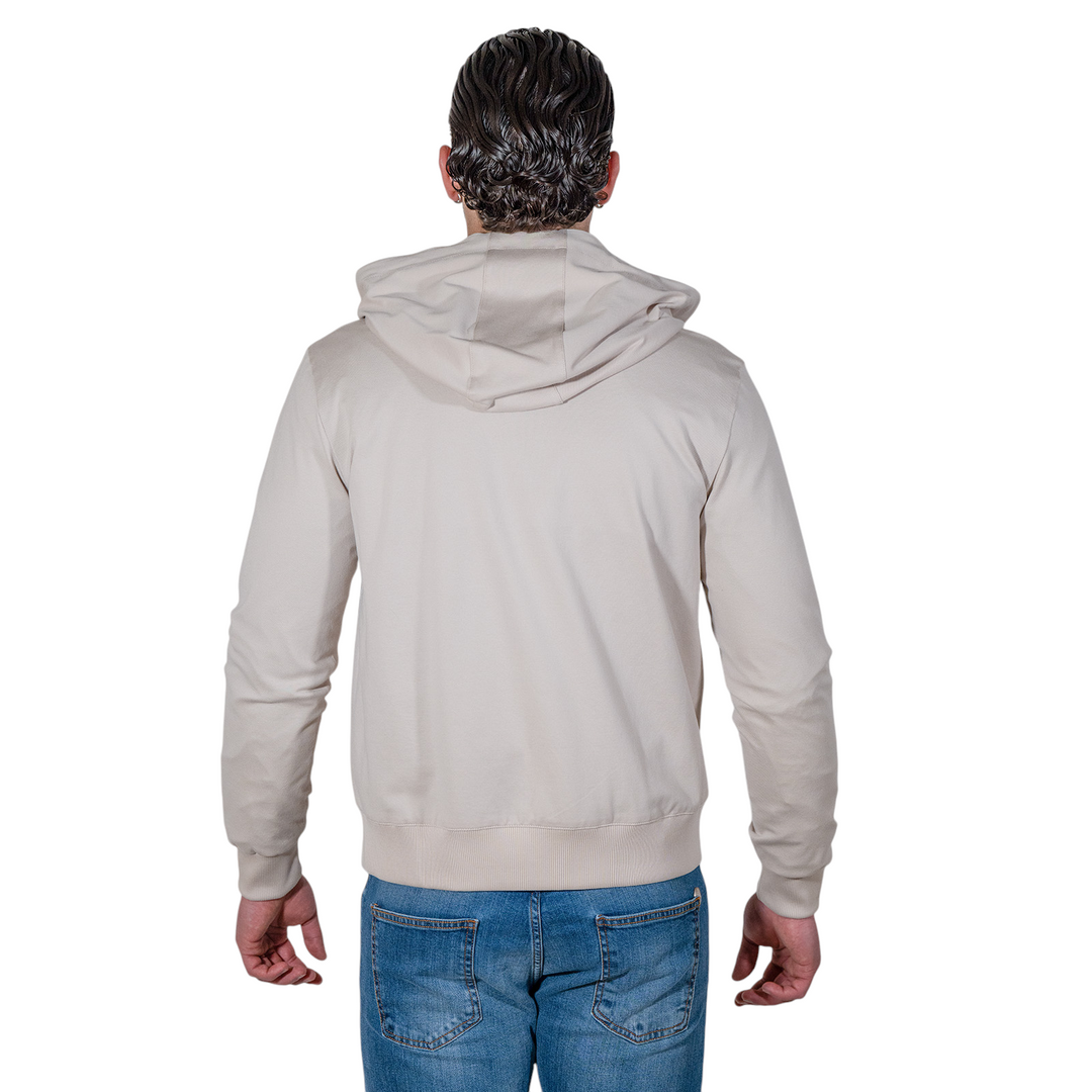 SUDADERA CON CREMALLERA Y PIQUÉ Beige