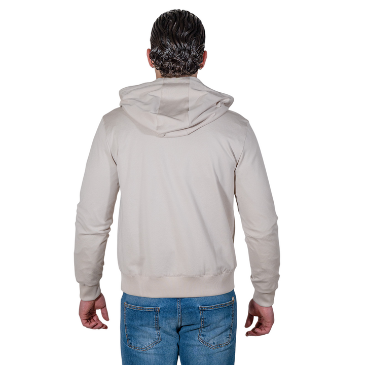 SUDADERA CON CREMALLERA Y PIQUÉ Beige