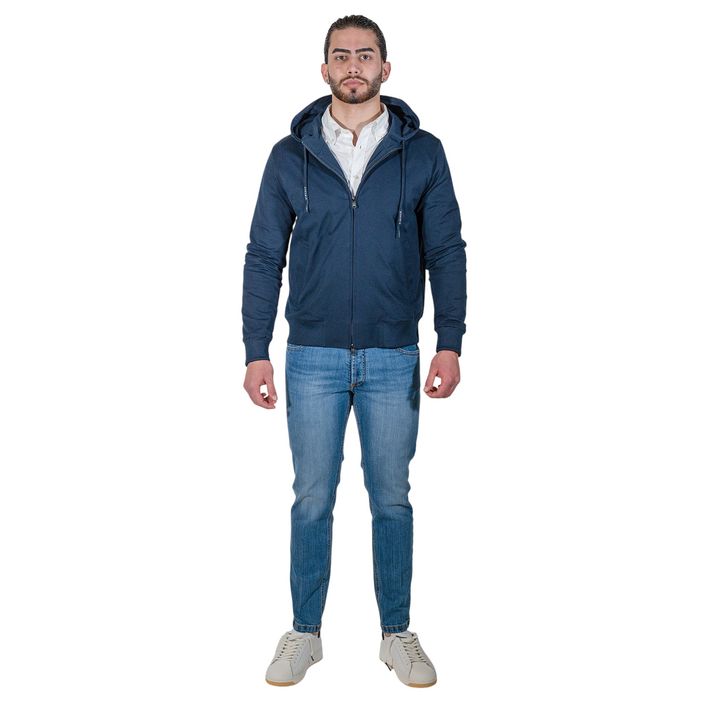SUDADERA CON CREMALLERA PIQUET Azul
