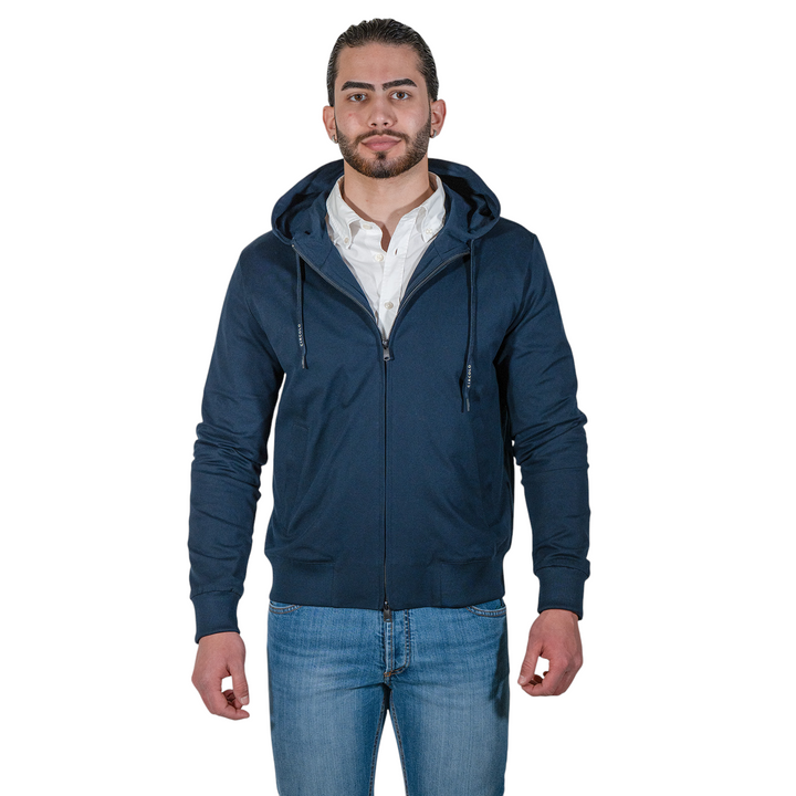 SUDADERA CON CREMALLERA PIQUET Azul