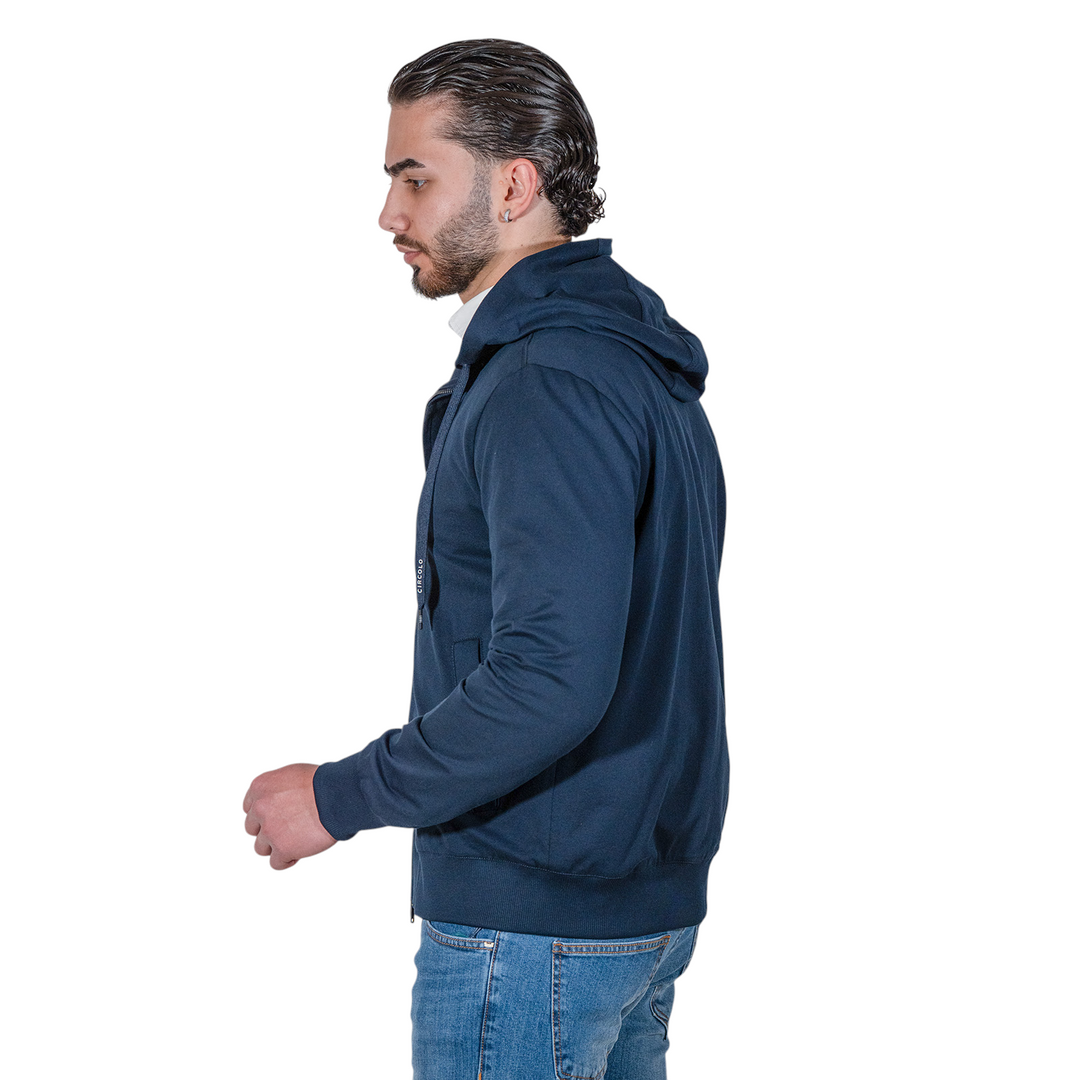SUDADERA CON CREMALLERA PIQUET Azul