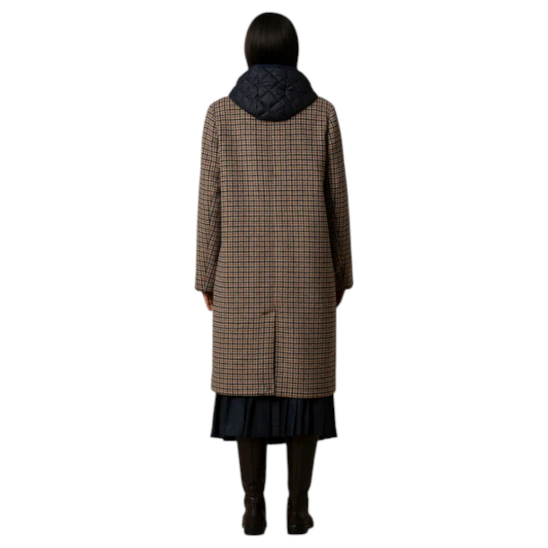 ABRIGO DE PIE DE GALLINA DIDIER MIEL-AZUL