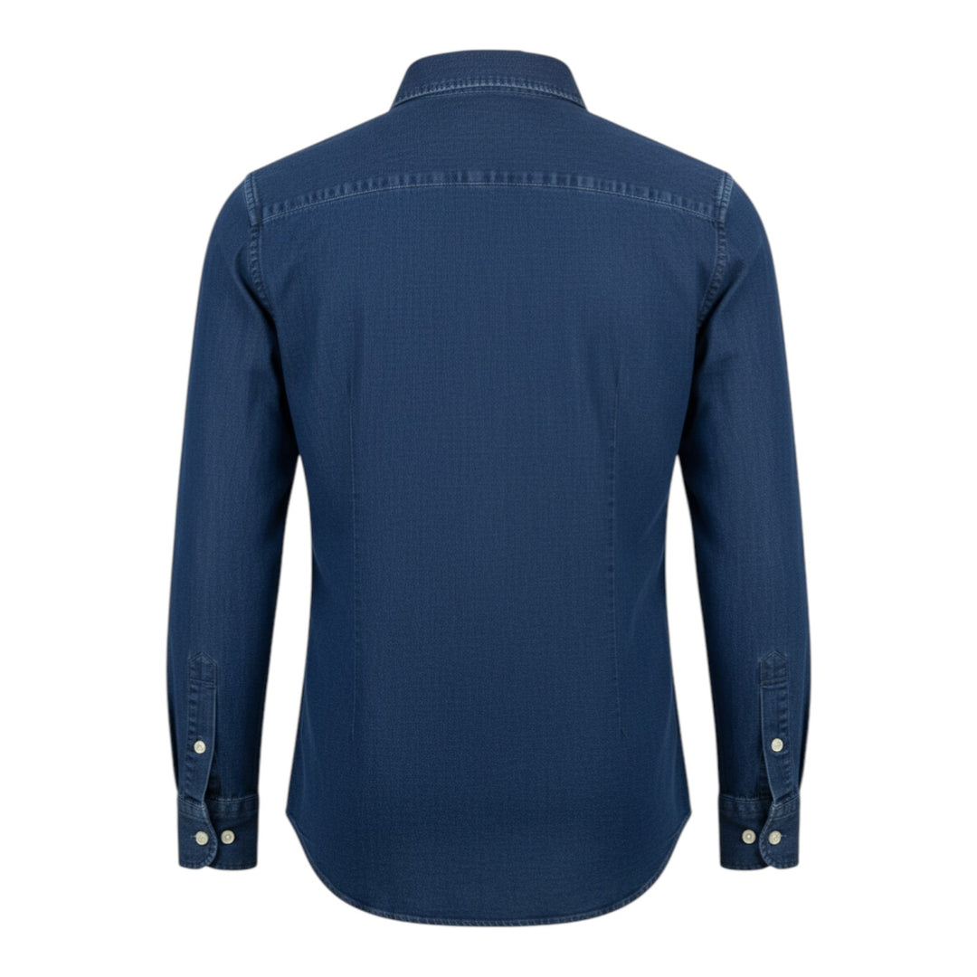 Camisa Denim Manga Larga Custom Tailor Fit Lino Algodón Azul