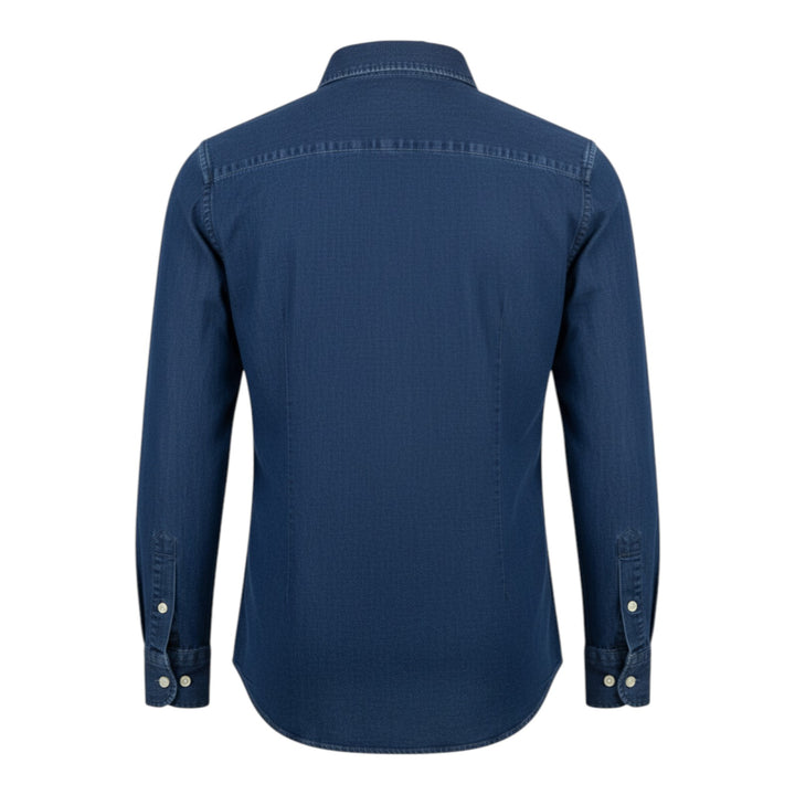 Camisa Denim Manga Larga Custom Tailor Fit Lino Algodón Azul