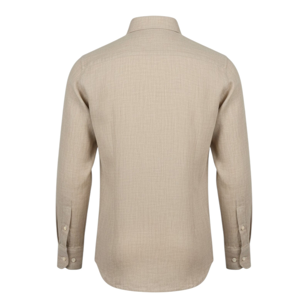 Camisa Manga Larga Custom Fit 100% Lino Avellana Washed