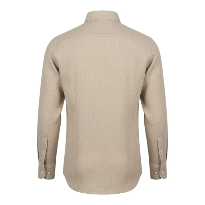 Camisa Manga Larga Custom Fit 100% Lino Avellana Washed