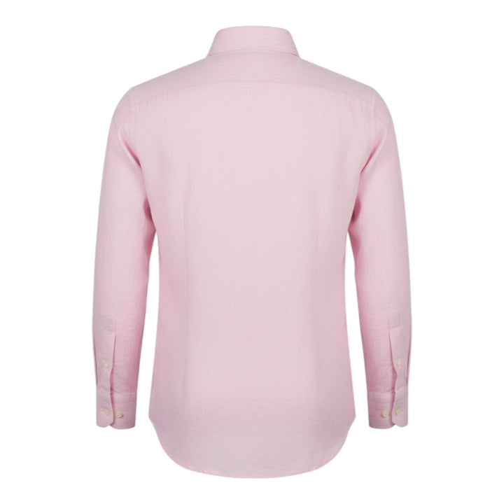 Camisa Manga Larga Custom Fit 100% Lino Rosa Washed