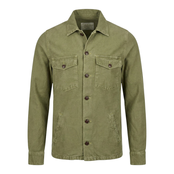 Camisa Over Manga Larga Acadia Mezcla de Lino Militar