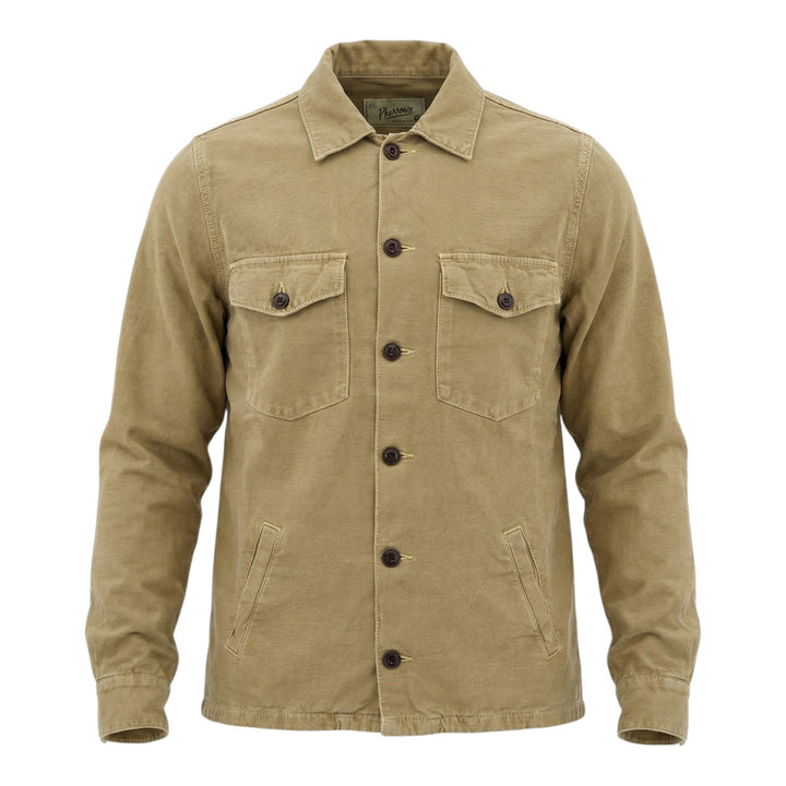 Camisa Over Manga Larga Acadia Mezcla de Lino Moka
