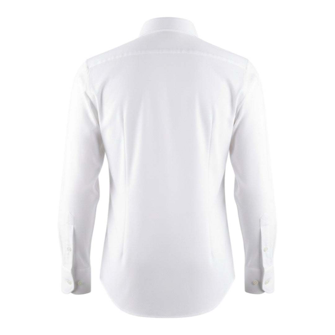 Camisa Polo Oxford Manga Larga Custom Fit Algodón Blanco
