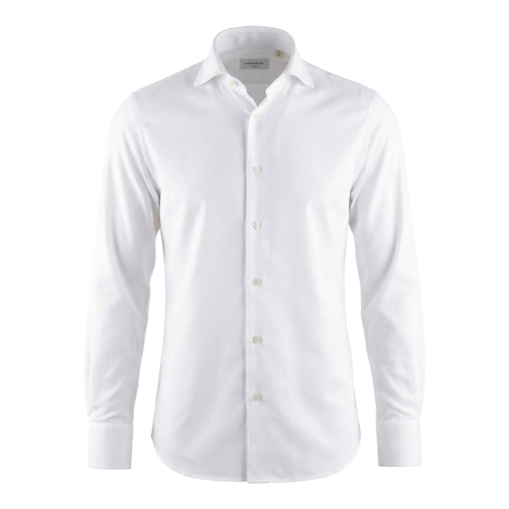 Camisa Polo Oxford Manga Larga Custom Fit Algodón Blanco