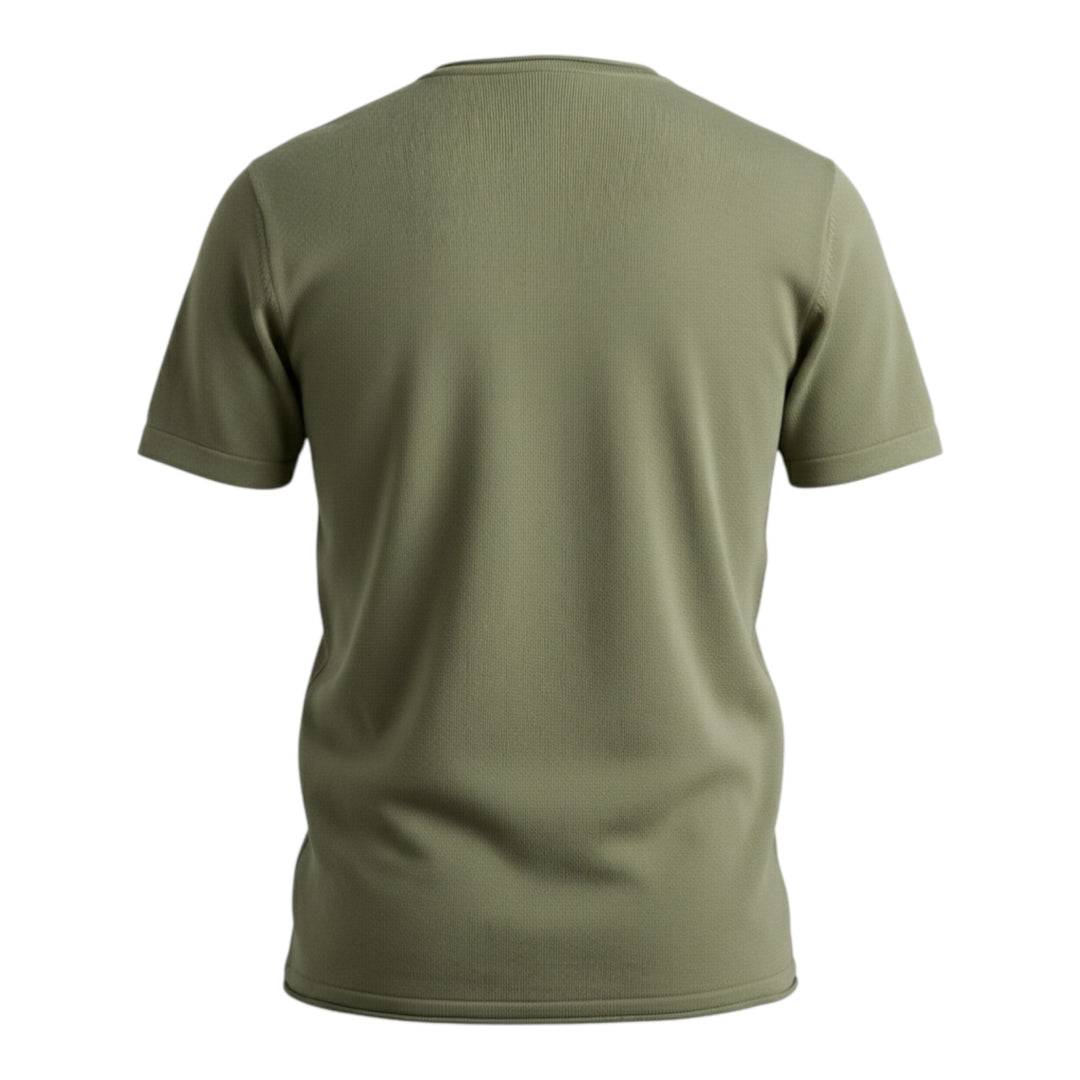 Cuello Redondo Manga Corta Algodón Peinado Army