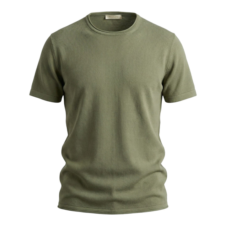 Cuello Redondo Manga Corta Algodón Peinado Army