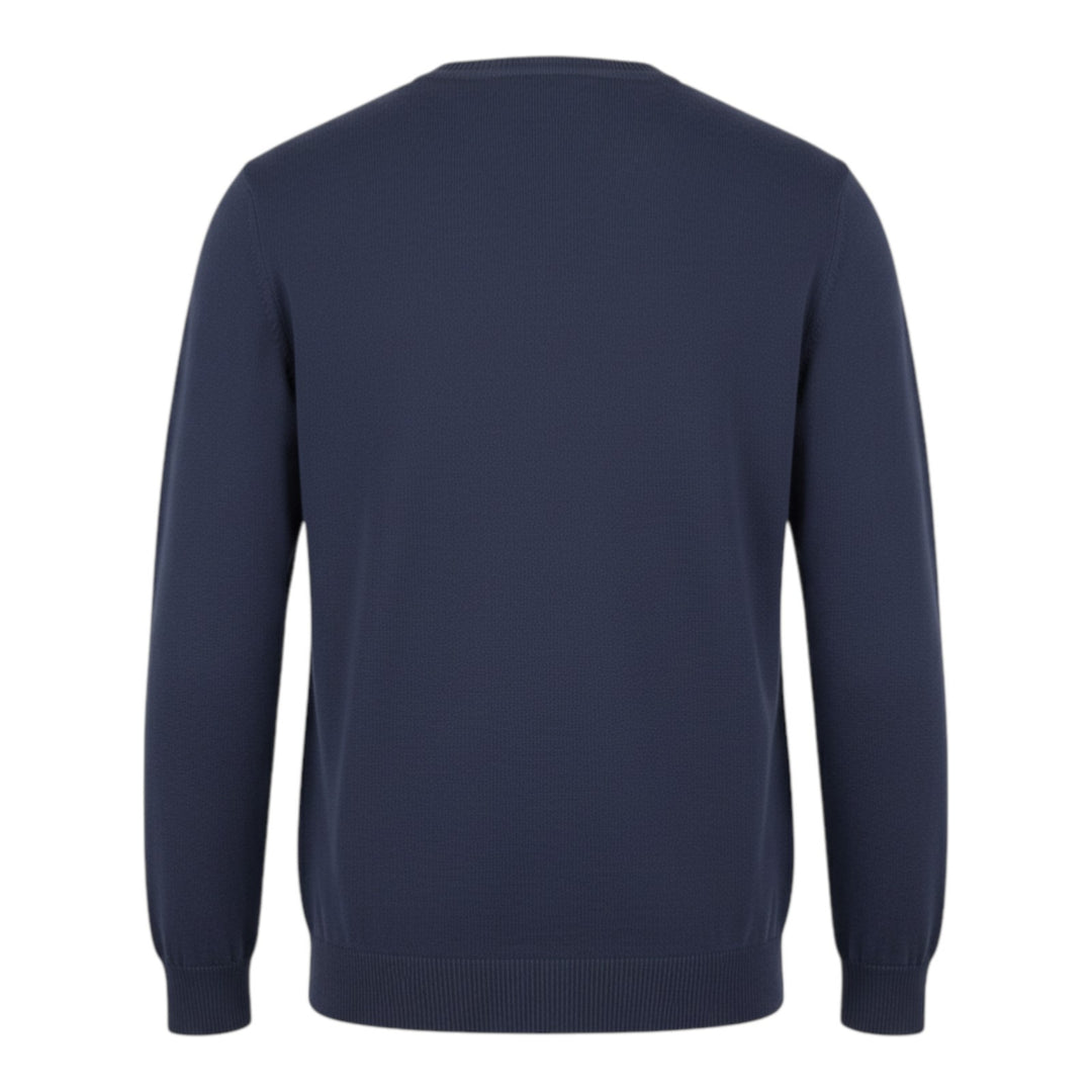 Cuello Redondo Manga Larga Algodón Peinado Azul