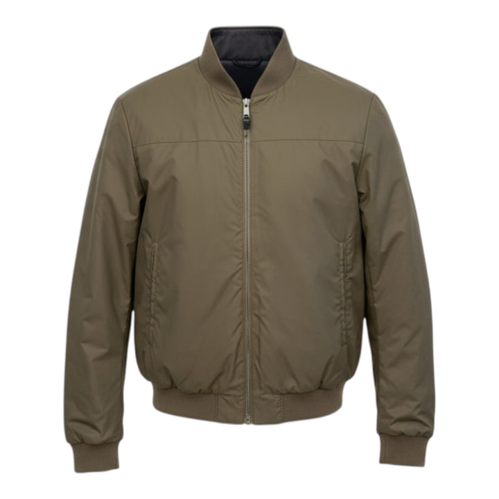 Chaqueta de Piel Auténtica Reversible Nylon Azul Navy-Militar