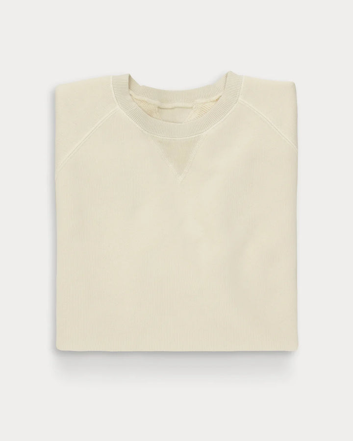 Sudadera HARVARD de cuello redondo en jersey felpado con corte raglán WHITE