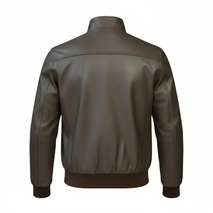 Chaqueta Barracuta Testa di Moro Chaqueta de cuero marrón