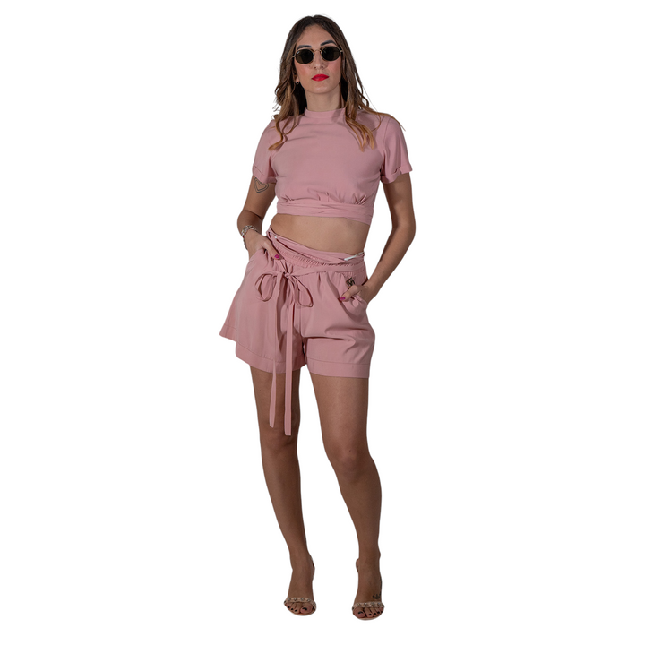 TOP CON CORDONES EN LA CINTURA ROSA ANTIGUO