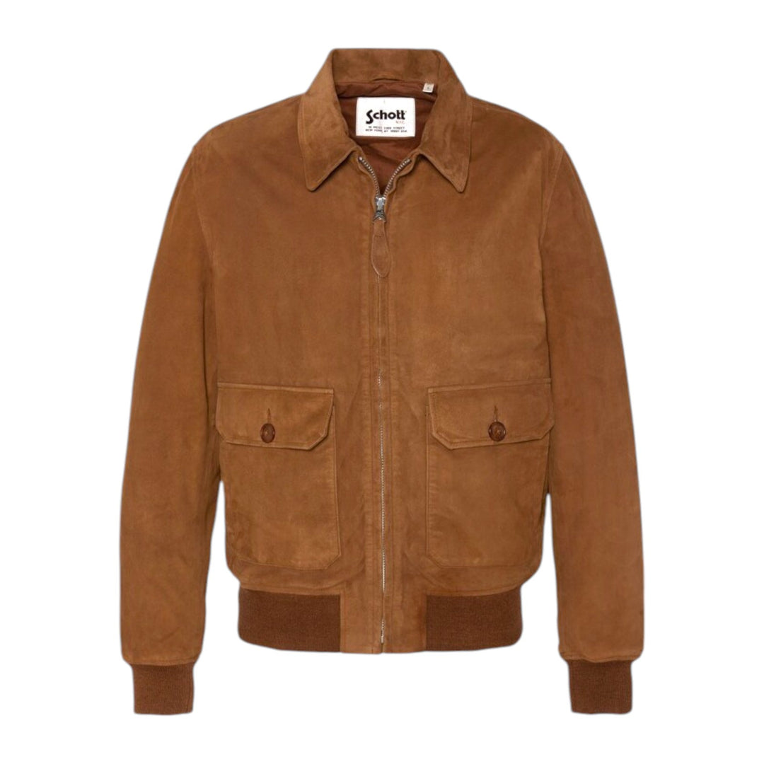 CHAQUETA BOMBER DE CUERO DE ANTE RUST
