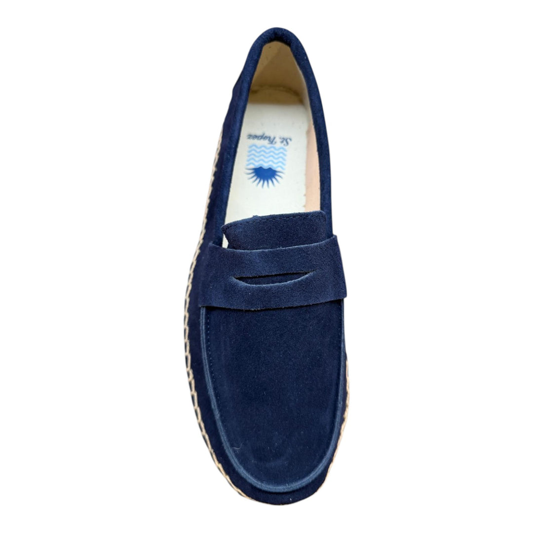 Mocasines de Piel de Ante Auténtica Suela de Goma Azul Marino