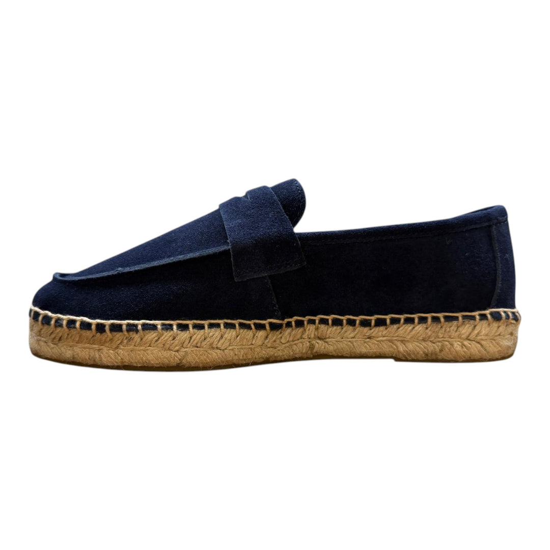 Mocasines de Piel de Ante Auténtica Suela de Goma Azul Marino