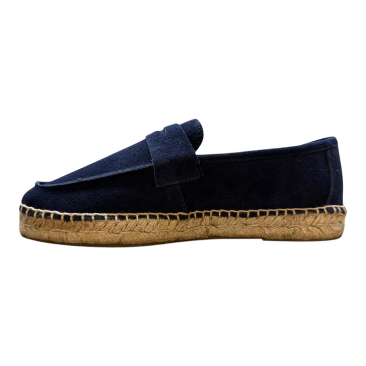 Mocasines de Piel de Ante Auténtica Suela de Goma Azul Marino
