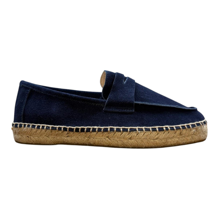Mocasines de Piel de Ante Auténtica Suela de Goma Azul Marino