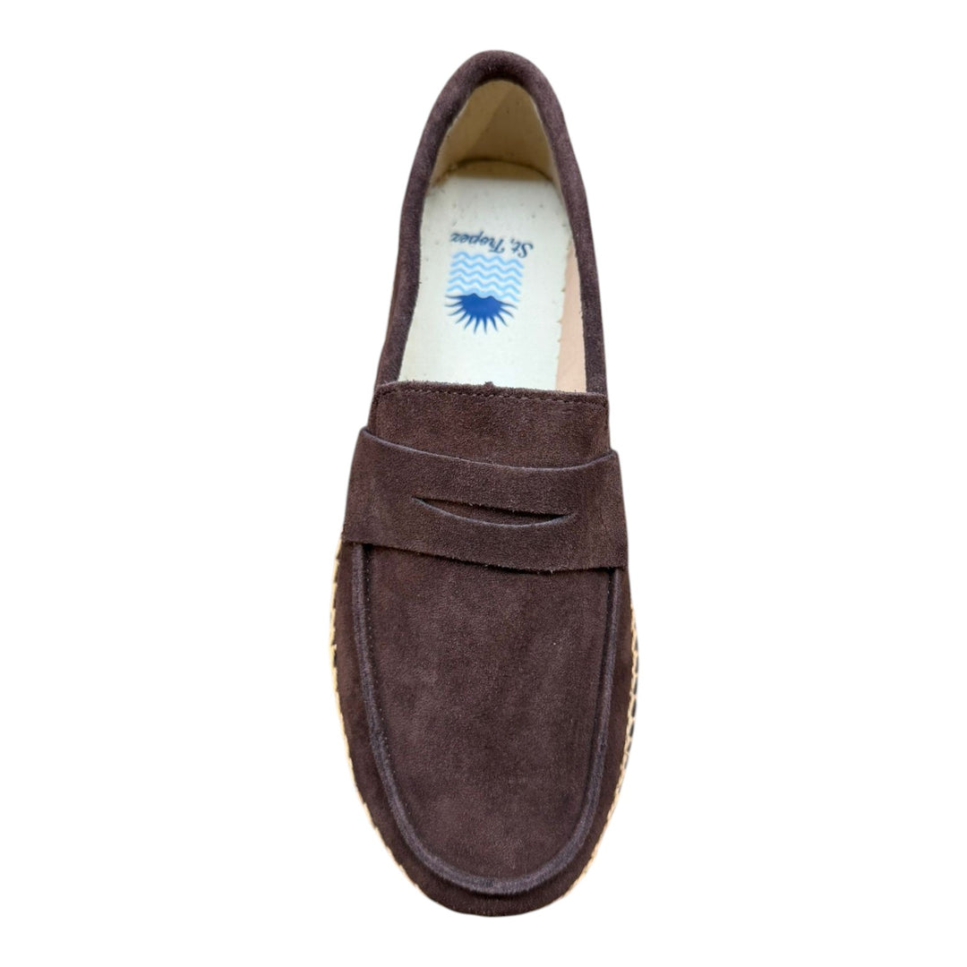 Mocasines de Piel de Ante Auténtica Suela de Goma Marrón Oscuro