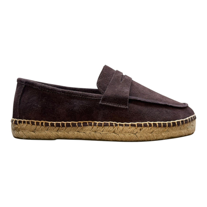 Mocasines de Piel de Ante Auténtica Suela de Goma Marrón Oscuro