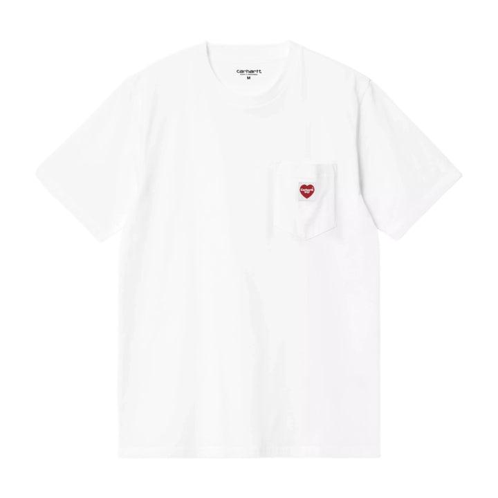 S/S Pocket Heart T-Shirt Blanco / Rojo