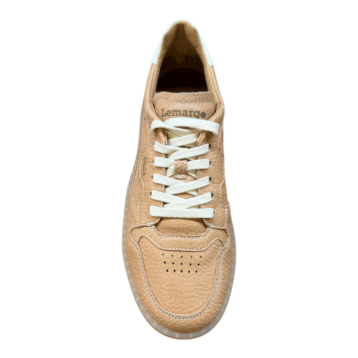 Sneakers Jannik en auténtica piel de ciervo Nogal-Blanco