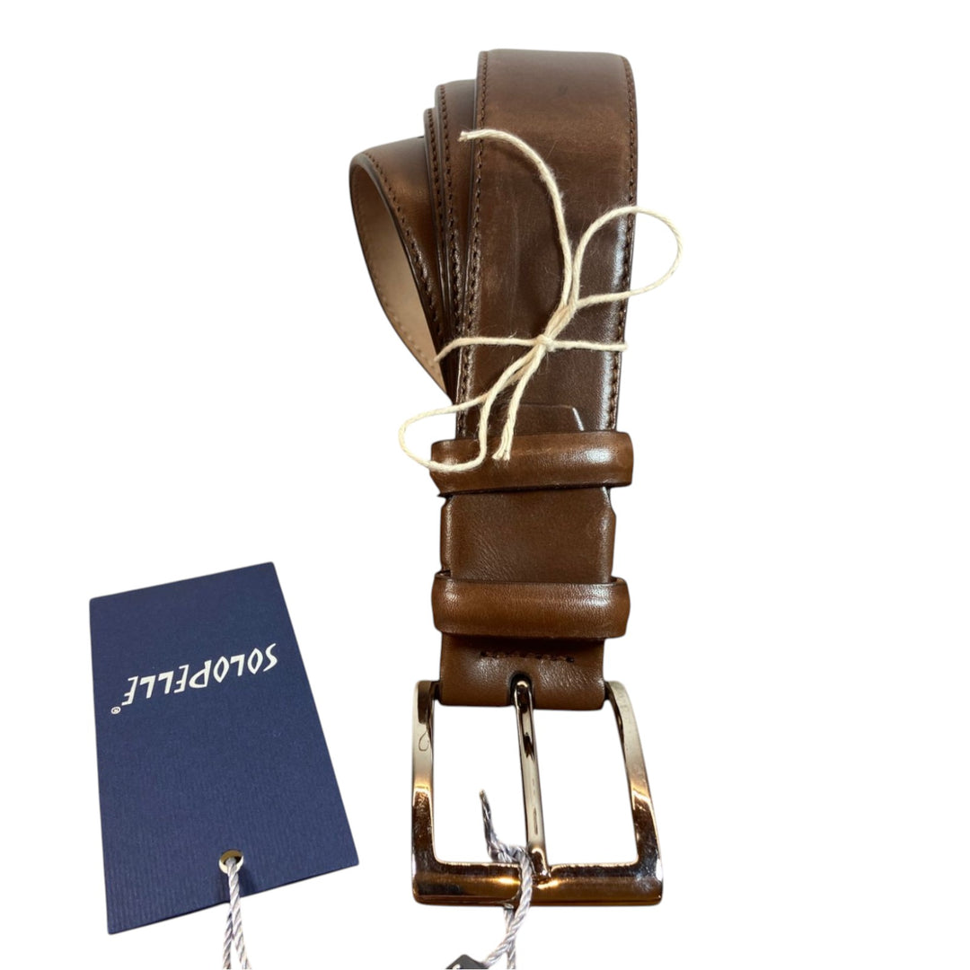 CINTURA DE CUERO VERDADERO COSIDO MARRÓN