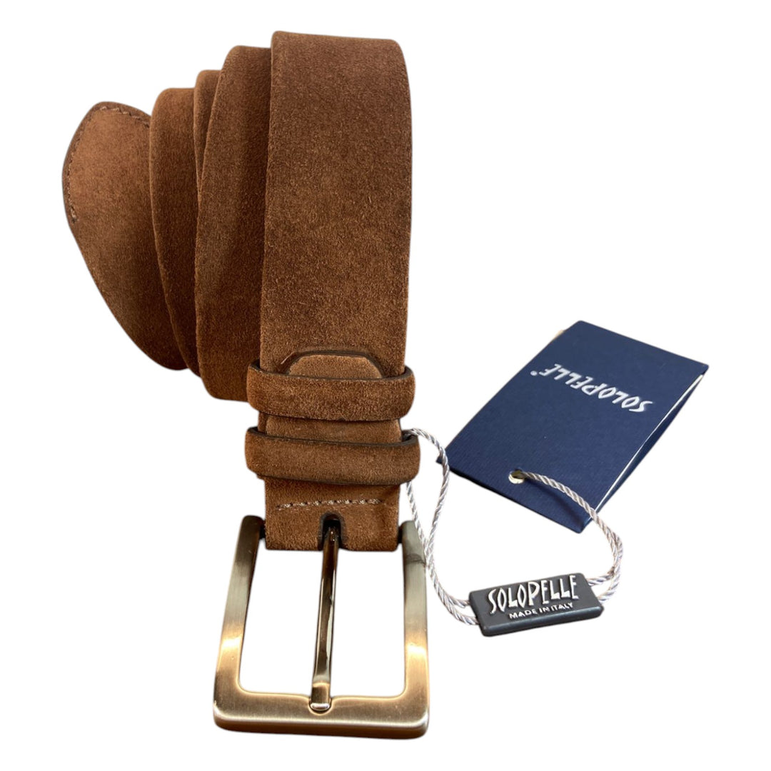CINTURA DE CUERO VERDADERO SCAMOCIATA MARRÓN