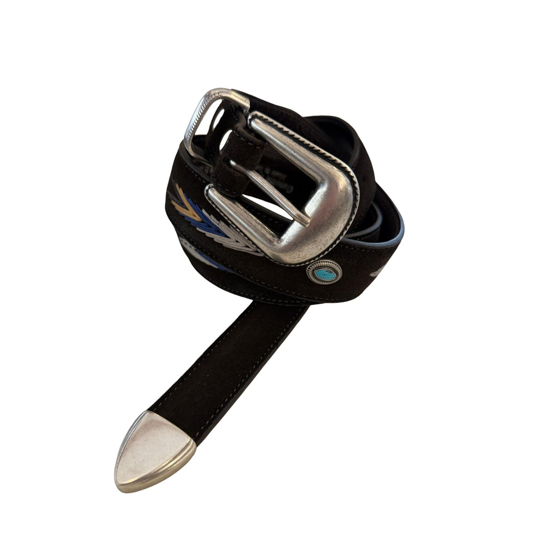 CINTURÓN DE PIEL DE ANTE MARRÓN OSCURO