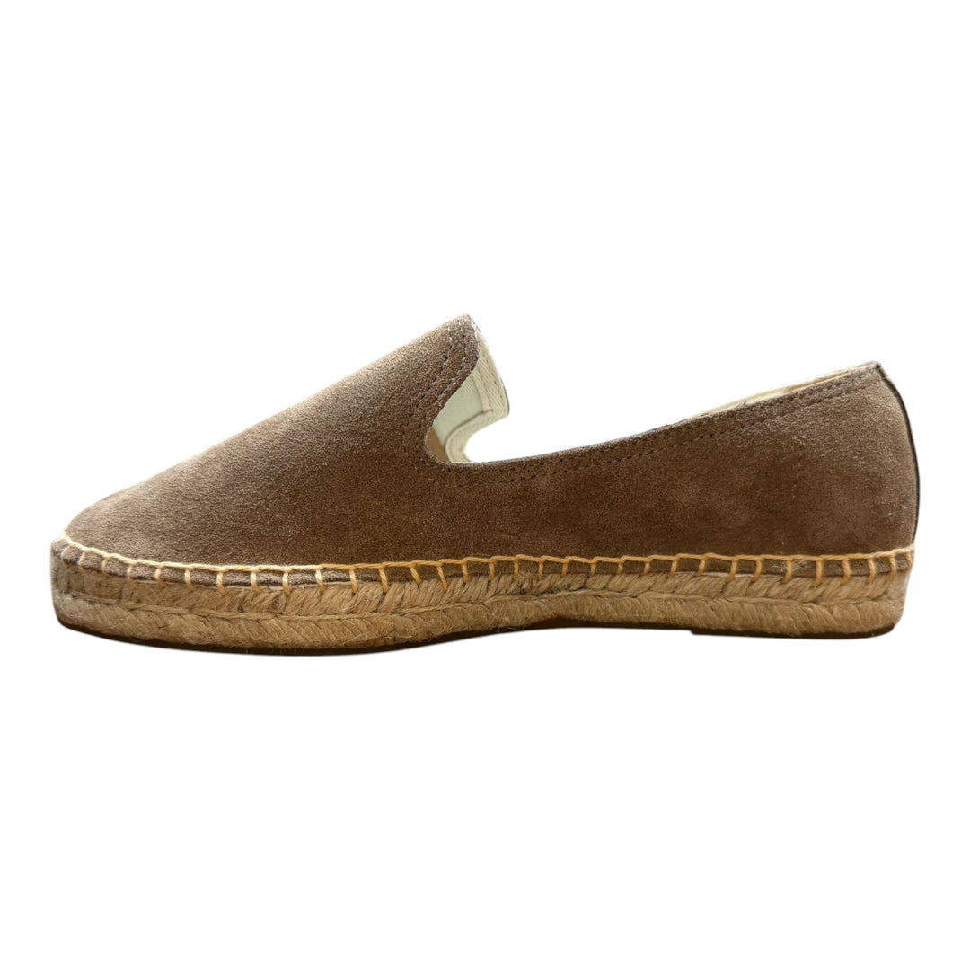Espadrilles de Piel de Ante Auténtica Suela de Goma Marrón