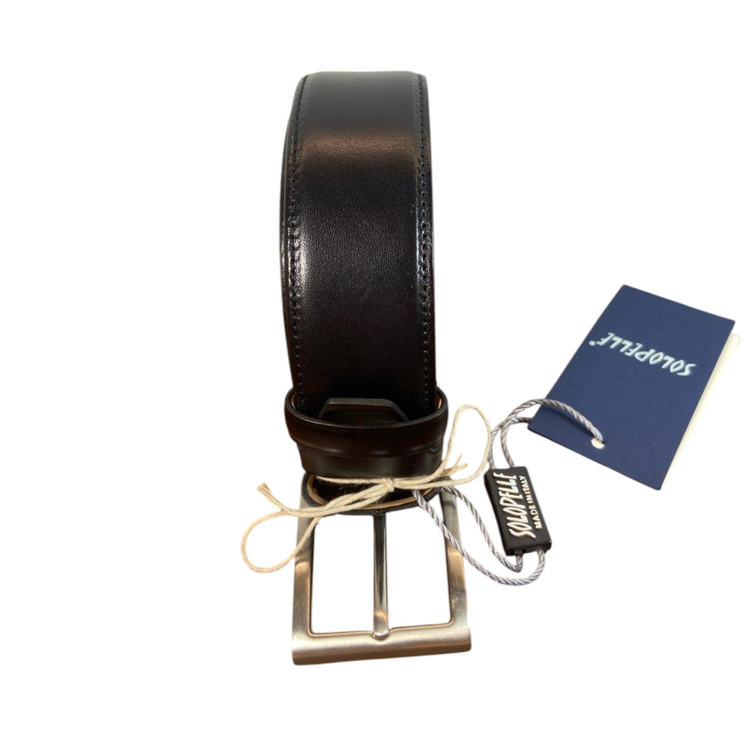 CINTURA DE CUERO VERDADERO COSIDO NEGRO