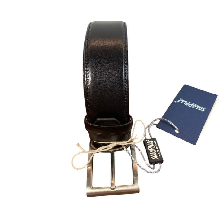 CINTURA DE CUERO VERDADERO COSIDO NEGRO