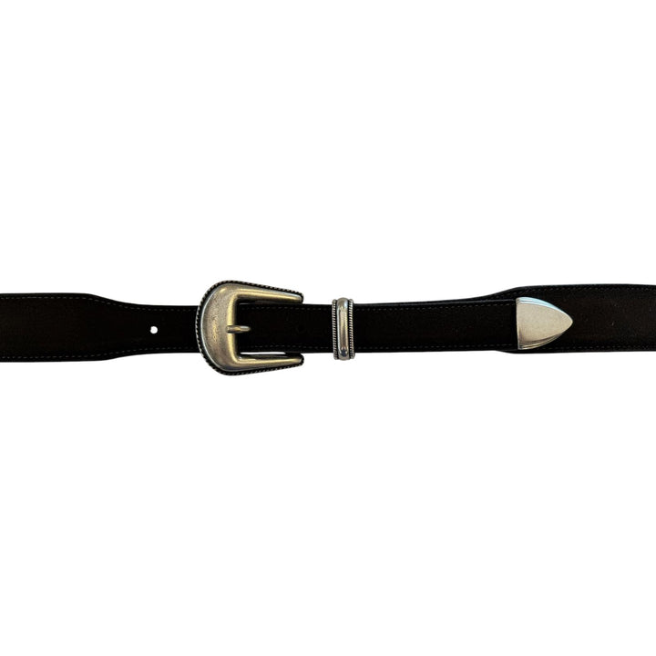 CINTURÓN DE PIEL DE ANTE MARRÓN OSCURO