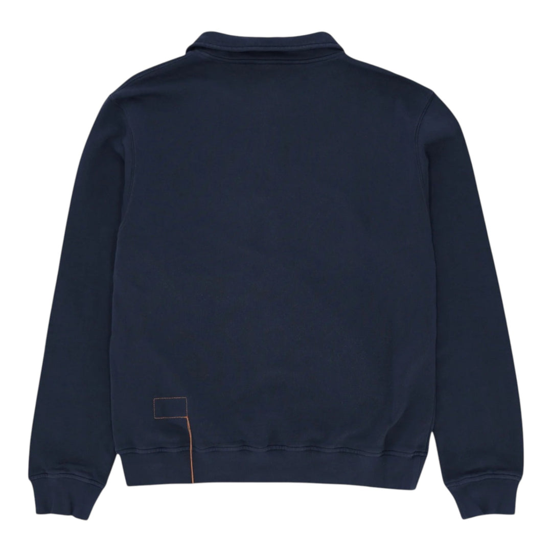 Yale Sudadera en Jersey Esmerilado con Cuello y Cremallera Navy