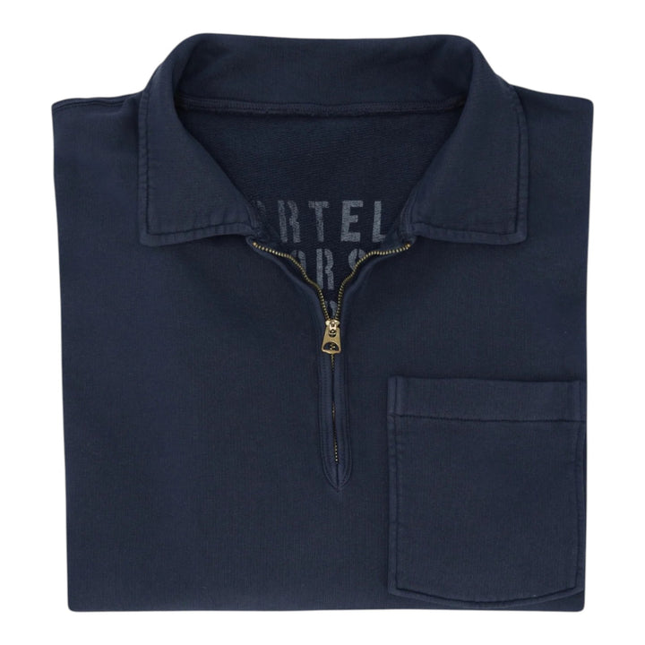 Yale Sudadera en Jersey Esmerilado con Cuello y Cremallera Navy